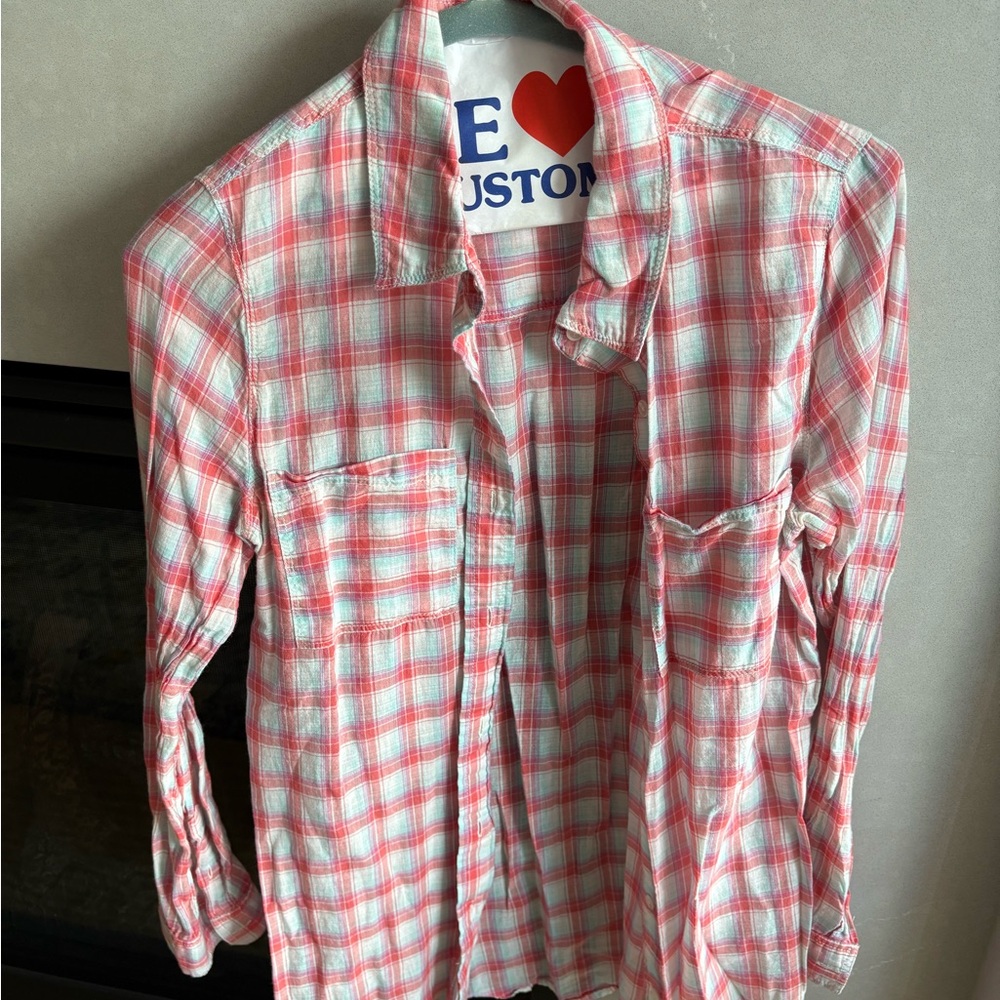 Treasure & Bond Pink Plaid Button Down Shirt